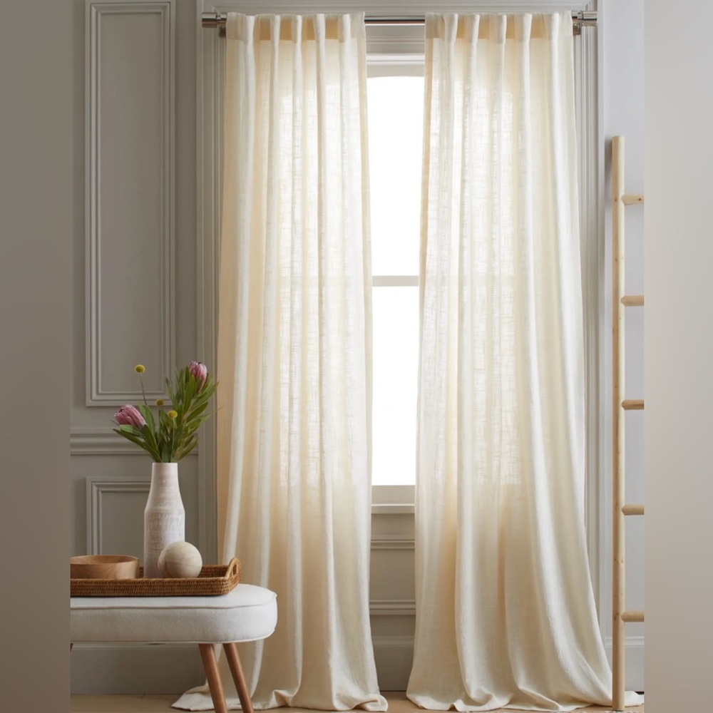 NWT! Quince Cotton Sheer Curtain Set (Set of 2)